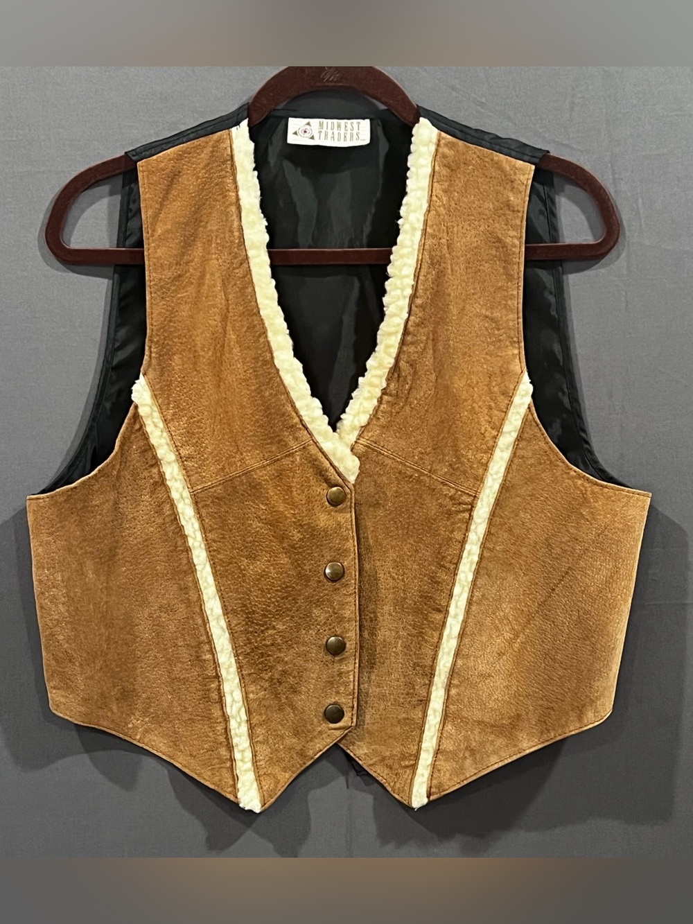 Unisex Leather and Sherpa Vest
